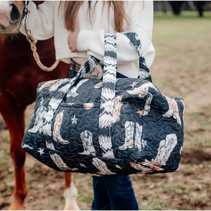 Thunderbird Boots Black Quilted Weekender Duffle Bag - Ida Mae Home