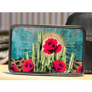 Boho Cactus Rose Belt Buckle - Bungalow Blue Trading Co