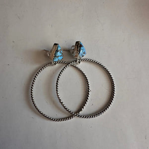 Golden Hills Turquoise Hoop Earrings - Nizhoni Traders LLC