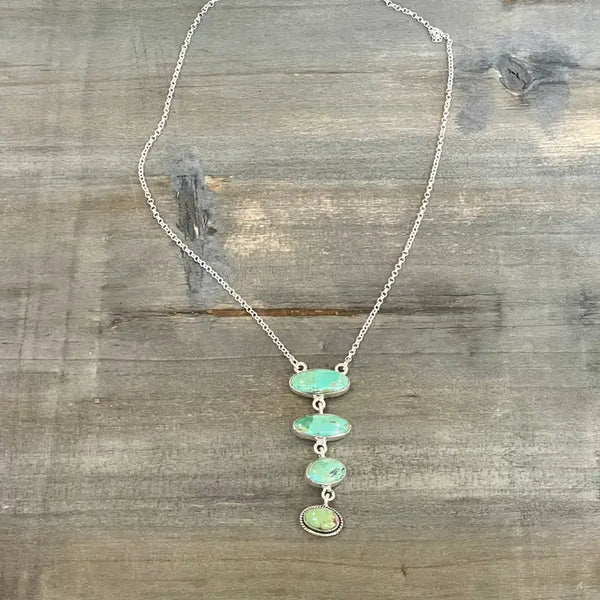 Royston Turquoise 4 Stone Drop Necklace - Nizhoni Traders LLC