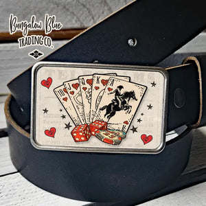Cowboy Luck Belt Buckle - Bungalow Blue Trading Co