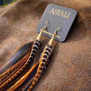 Cone Feather Earrings Cree Mix - ASTALI