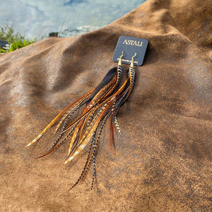 Cone Feather Earrings Cree Mix - ASTALI