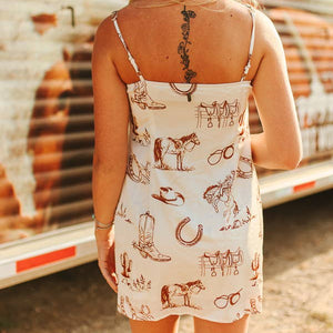 Western Desert Print Concho Strap Dress - Lucky & Blessed