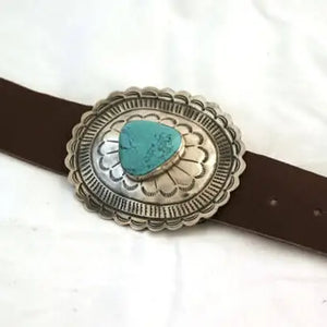 Oval Buckle with Turquoise - J. Alexander Rustic Silver