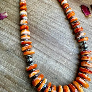 Orange Spiny, Hematite Necklace - The Bijoux Fab