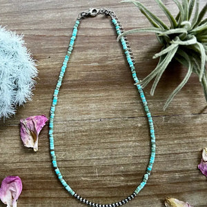 Sterling Silver Pearls Choker with Magnesite Turquoise  - The Bijoux Fab