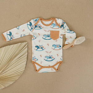 Organic Cotton L/S Bodysuit - Rocking Horse