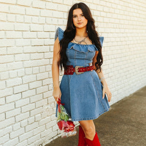 Women's Off Shoulder Ruffle Dress - Lucky & Blessed