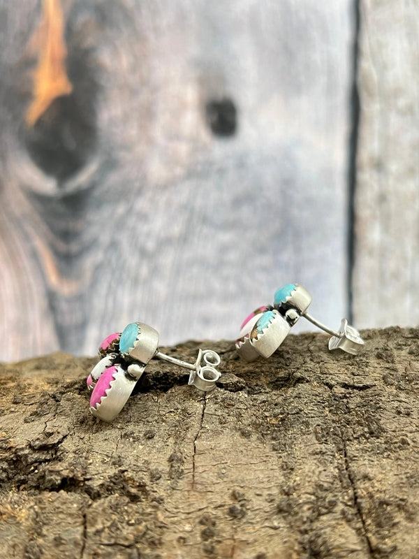 Cotton Candy Turquoise Post Earrings- Nizhoni Traders LLC