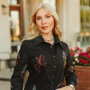 Women's Cowboy Pearl Snap Shirt - Lucky & Blessed
