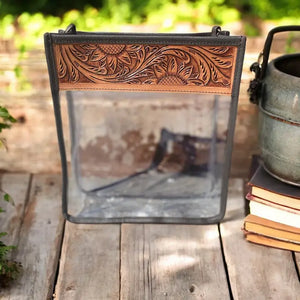 Tooled Leather Clear Handbag - Western Linens