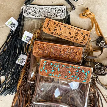 Clear Tooled Crossbody Stadium Purse - Boho Ranch Shop