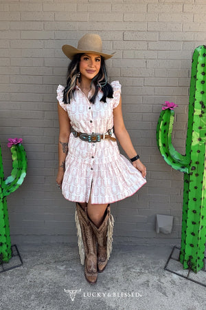 Ivory Embroidered Yoke Ruffle Sleeve Dress - Lucky & Blessed