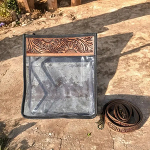 Tooled Leather Clear Handbag - Western Linens