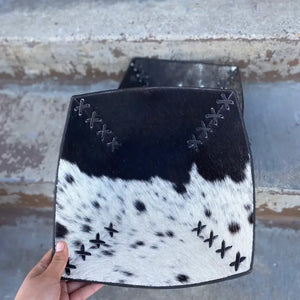 Leather Brown & Cowhide Bowl - Western Linen