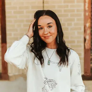 Women's Western Printed Pullover - Lucky & Blessed