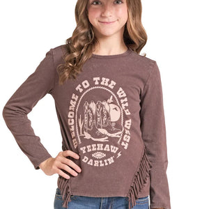 Girl's Wild West LS Tee w/Fringe - Rock & Roll Denim