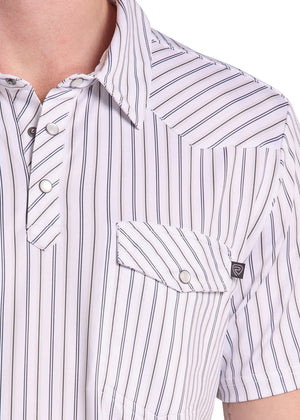 Men's Striped Western Vented Polo - Rock & Roll Denim