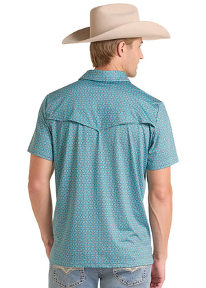 Men's Medallion Western Vented Polo - Rock & Roll Denim