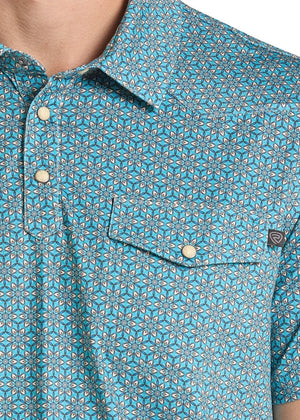 Men's Medallion Western Vented Polo - Rock & Roll Denim
