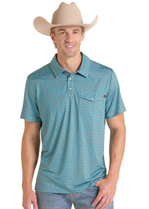 Men's Medallion Western Vented Polo - Rock & Roll Denim