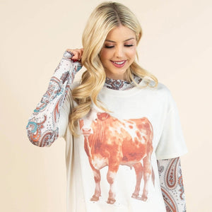 Women's Cow Graphic T-Shirt - Avery
