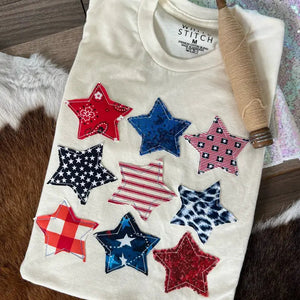 Stacked Stars Tee - The White Stitch