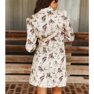 Women's Cream Western Bow Dress - Lucky & Blessed