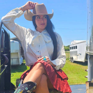 Ivory Tencel Denim Concho Button Down - Lucky & Blessed