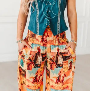 Women's Printed Multi Collage Pants - Lucky & Blessed