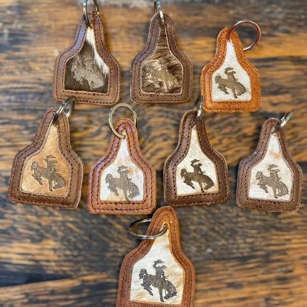 Cowboy Cowhide & Leather Keychain  - Western Linens