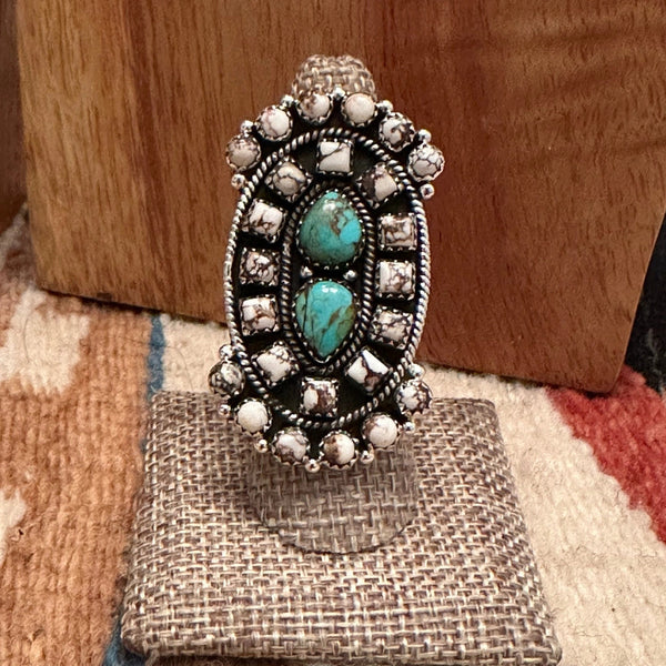 Turquooise & Wild Horse Sterling Ring - Nizhoni Traders LLC