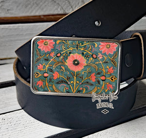 Indian Floral Belt Buckle - Bungalow Blue Trading Co