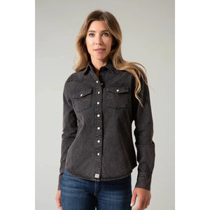 Women's Black Denim Shirt - Kimes Ranch
