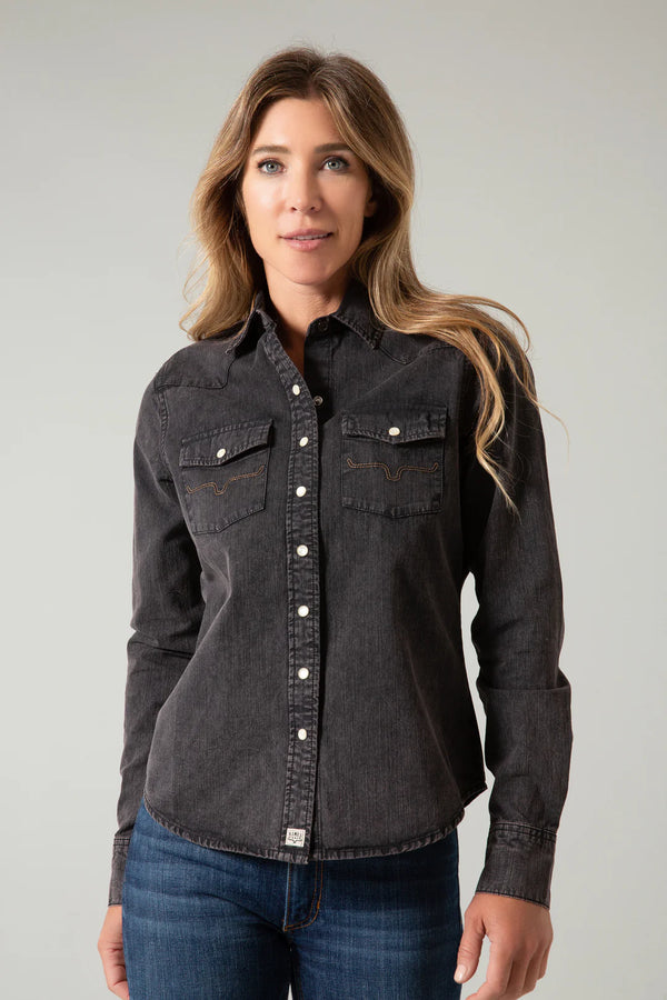 Women's Black Denim Shirt - Kimes