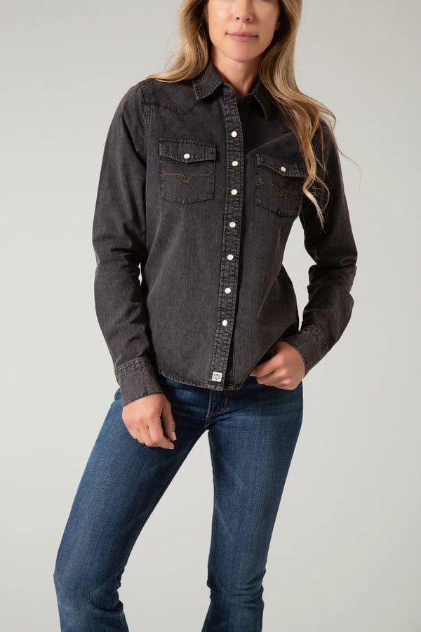 Women's Black Denim Shirt - Kimes