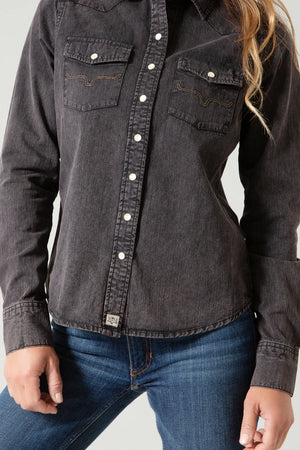 Women's Black Denim Shirt - Kimes Ranch