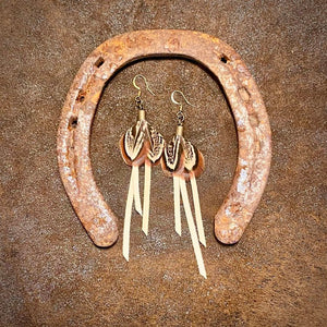 Leather & Pheasant Feather Earrings - ASTALI