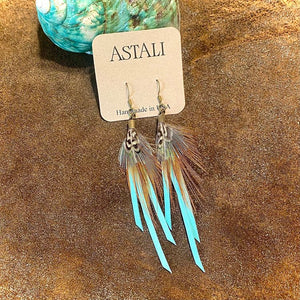 Leather & Pheasant Feather Earrings - ASTALI