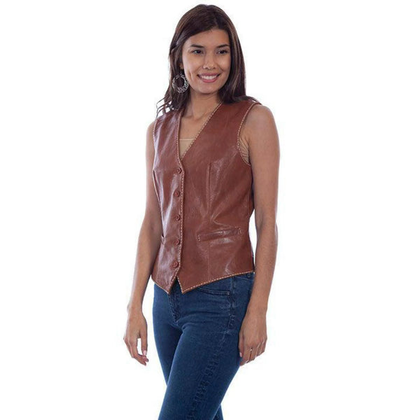 Tan Leather Vest - Scully Leather