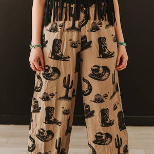 Women's Vintage Western Print Pants - Lucky & Blessed