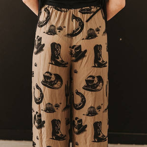 Women's Vintage Western Print Pants - Lucky & Blessed
