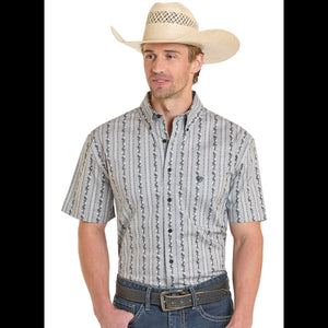 Men's Wallpaper Print Button Down Shirt - Rock & Roll Denim