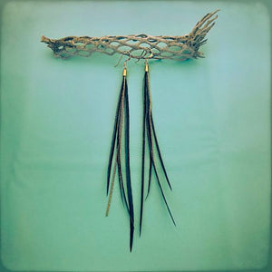 Mini Feather Earrings Black - ASTALI