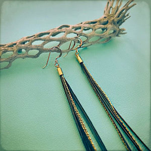 Mini Feather Earrings Black - ASTALI