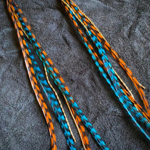 Mini Feather Earrings Burnt Orange & Turquoise - ASTALI