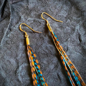 Mini Feather Earrings Burnt Orange & Turquoise - ASTALI