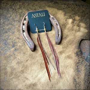 Mini Feather Earrings Coachman Brown & Gold - ASTALI
