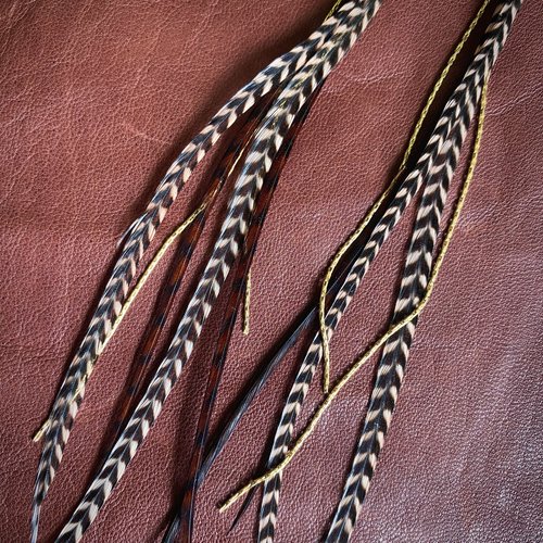 Mini Feather Earrings Coral & Chocolate Grizzly - ASTALI